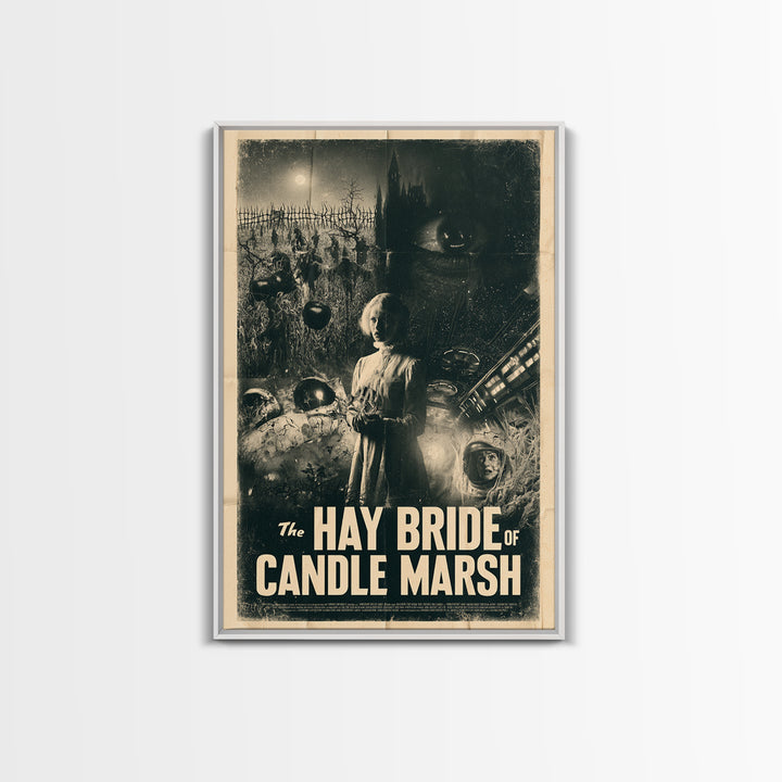 The Hay Bride Of Candle Marsh, English Language Horror Movie Poster, 1930s Horror Art, Cult Horror Poster, Framed Canvas Print