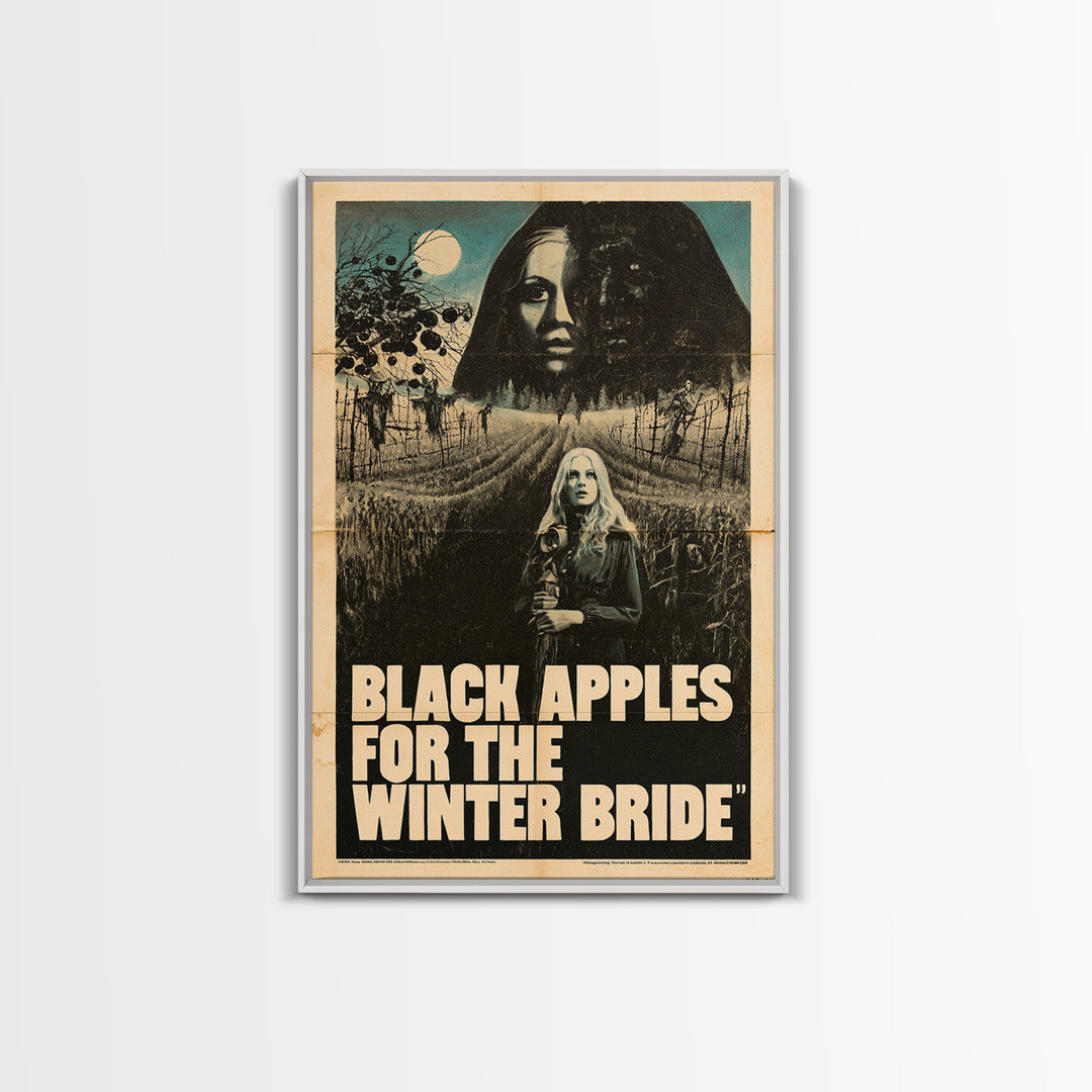 Black Apples For The Winter Bride, English Language Horror Movie Poster, 1970s Horror Art, Gothic Cinema Wall Art, Framed Canvas Print