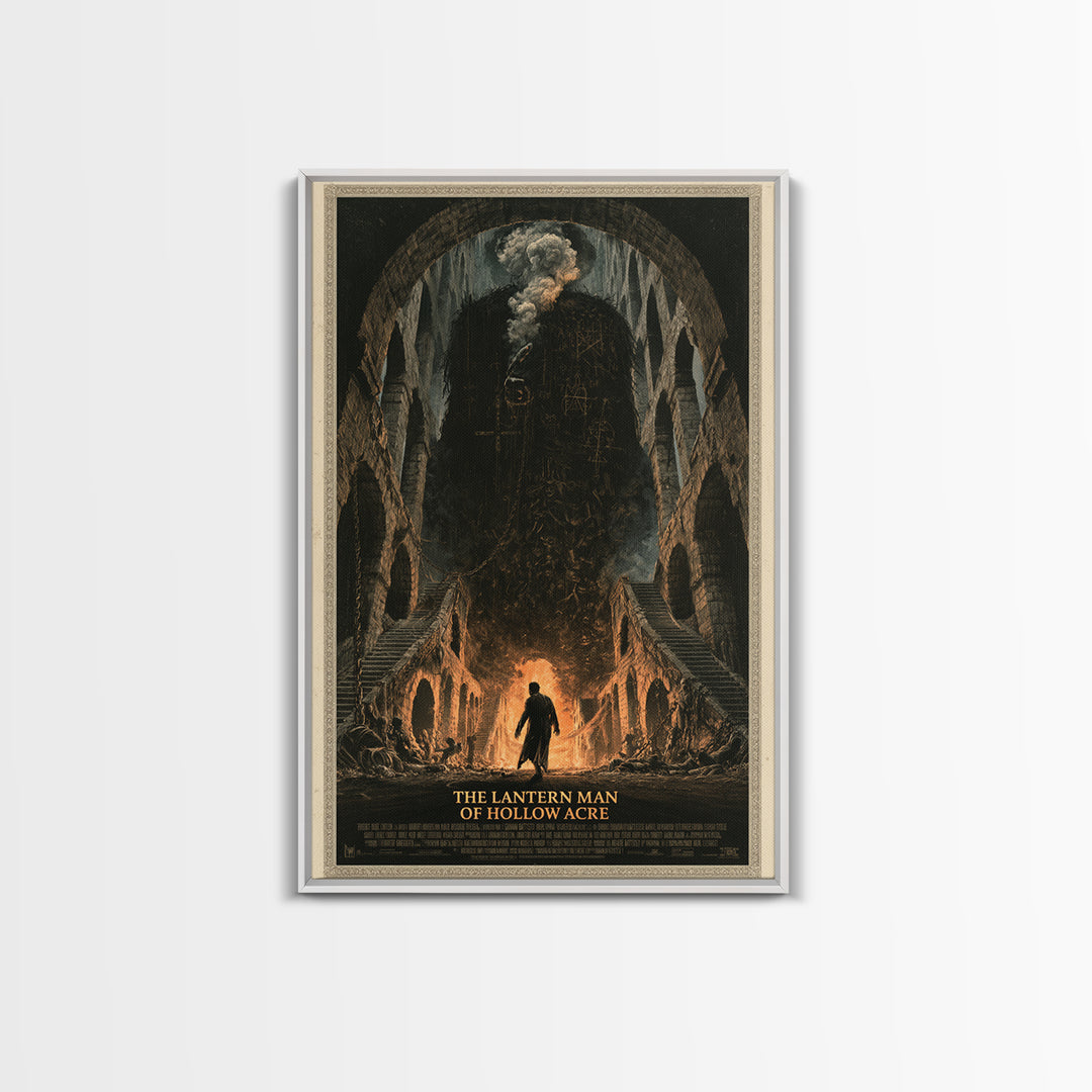 The Lantern Man Of Hollow Acre, English Language Horror Movie Poster, Architectural Etching Art, Classic Monster Poster