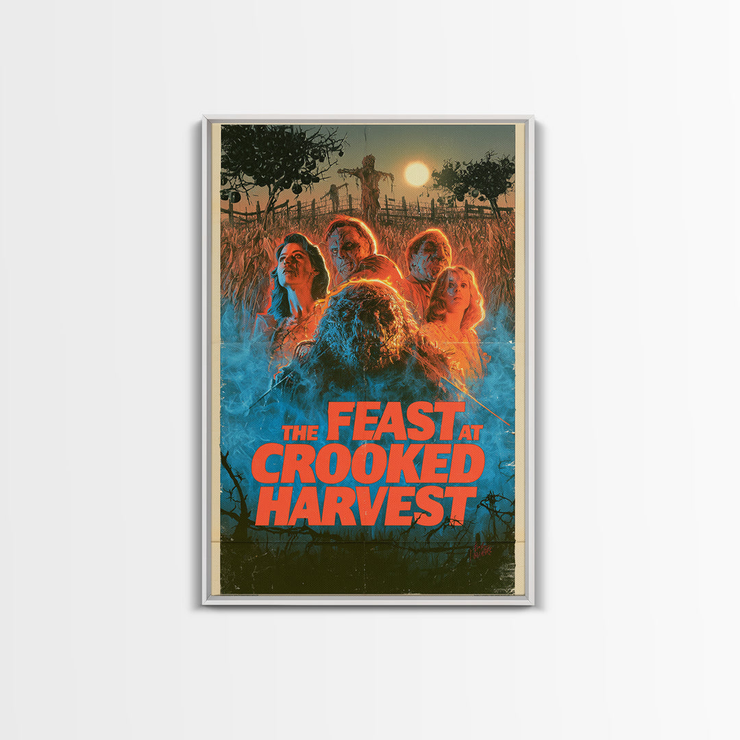 The Feast At Crooked Harvest, English Language Horror Movie Poster, 1980s Vhs Nightmare Cover Inspired Art, Gothic Cinema Wall Art