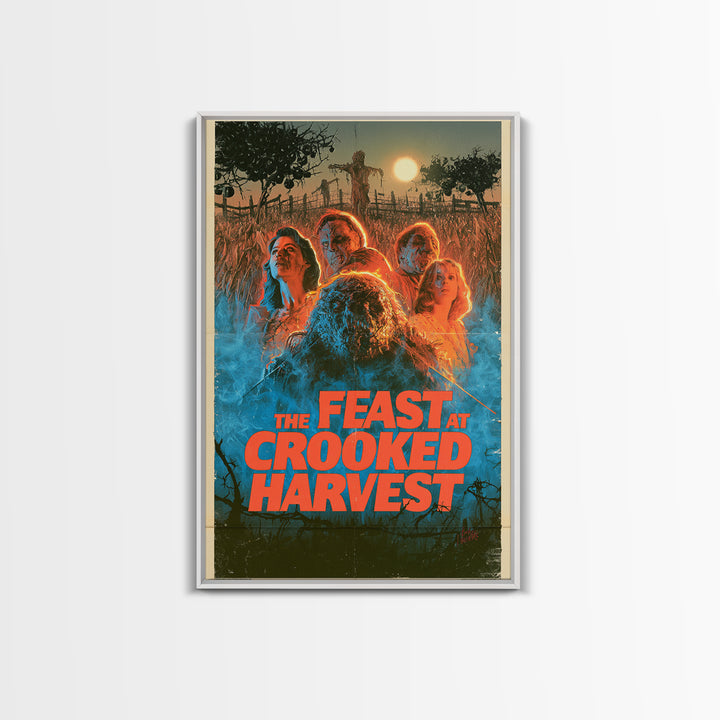 The Feast At Crooked Harvest, English Language Horror Movie Poster, 1980s Vhs Nightmare Cover Inspired Art, Gothic Cinema Wall Art