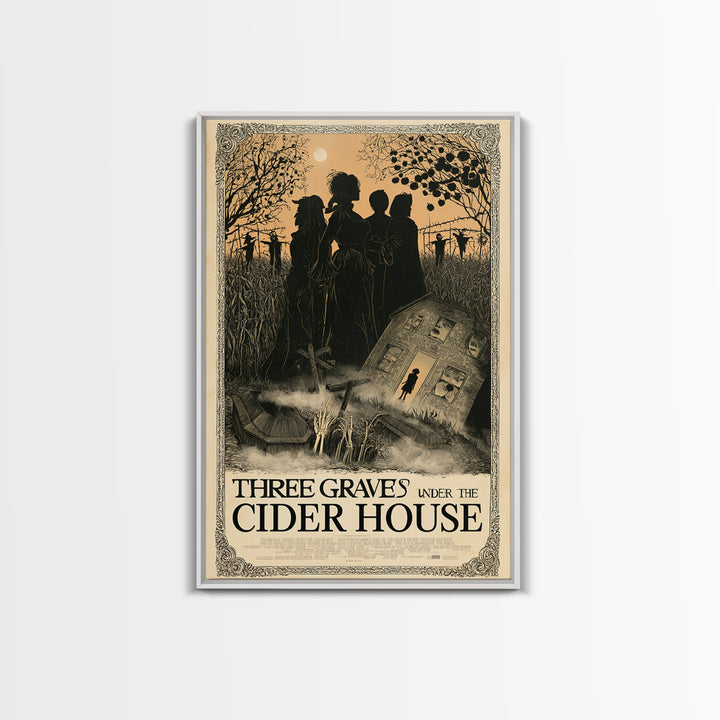 Three Graves Under The Cider House, English Language Horror Movie Poster, Decadent Line Art, Gothic Cinema Wall Art