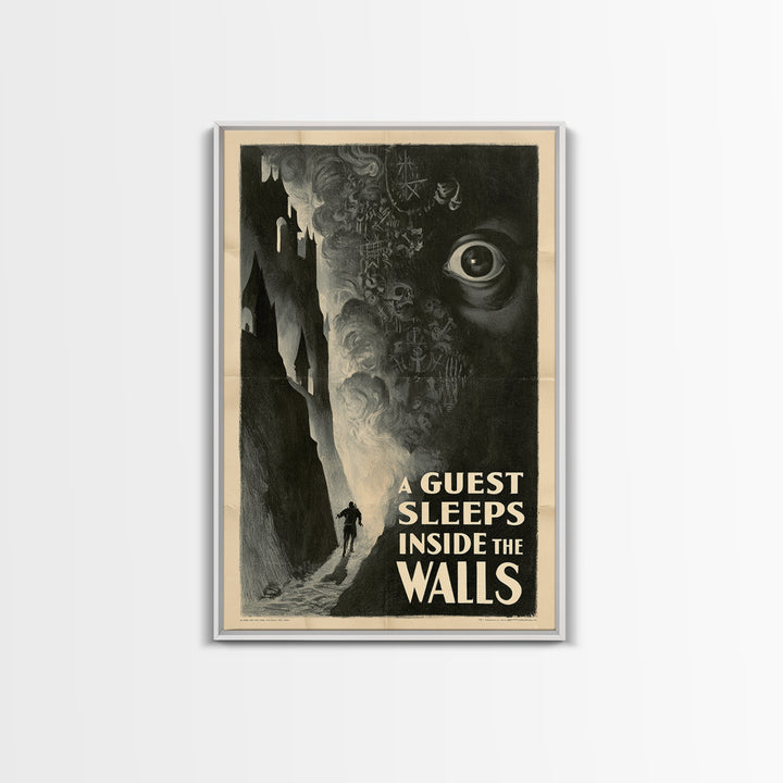 A Guest Sleeps Inside The Walls, English Language Horror Movie Poster, 1930s Horror Art, Retro Horror Movie Art, Canvas Print