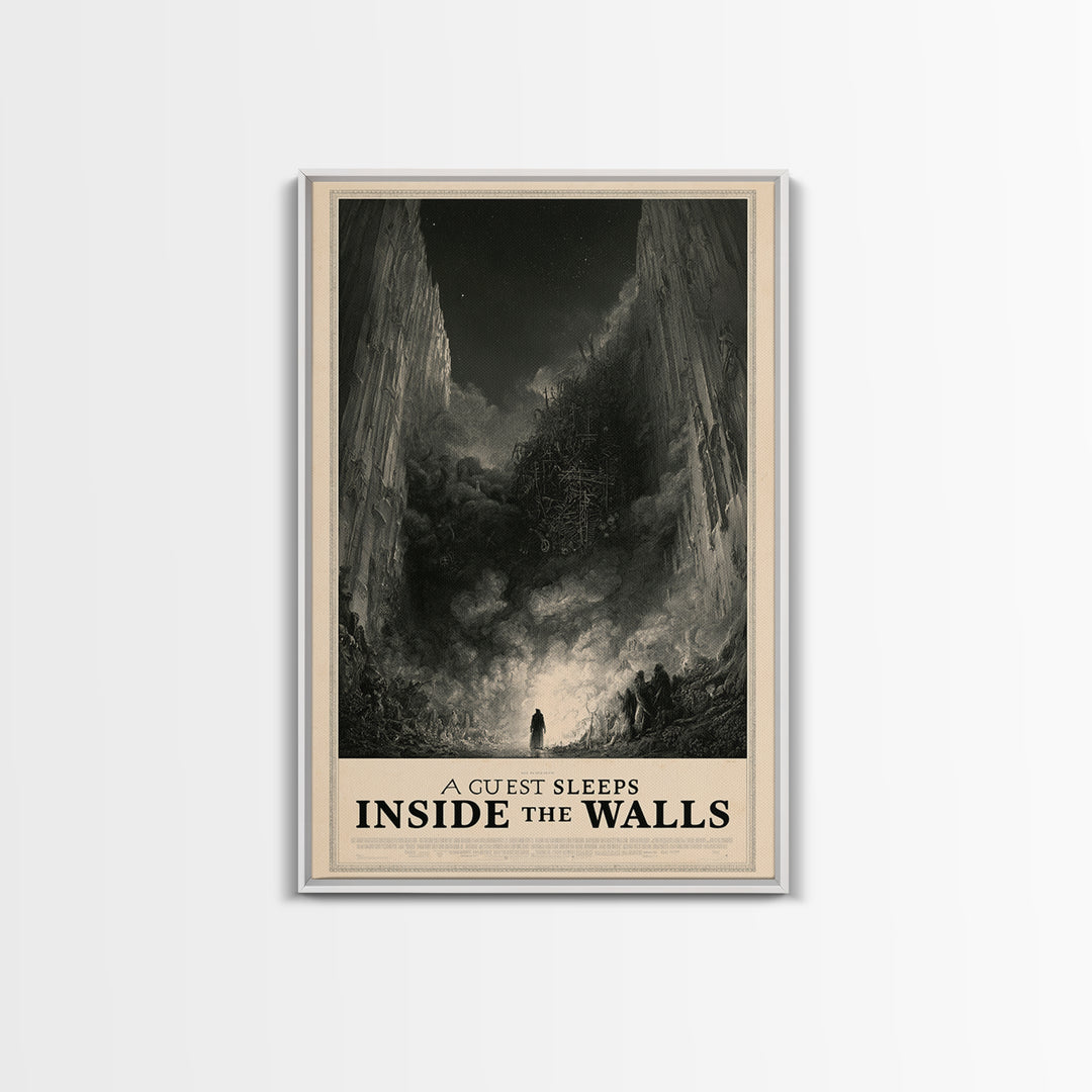 A Guest Sleeps Inside The Walls, English Language Horror Movie Poster, Gothic Engraving Art, Gothic Cinema Wall Art, Horror Wall Decor