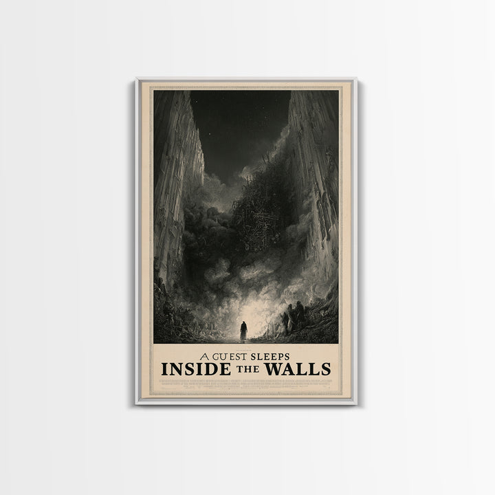 A Guest Sleeps Inside The Walls, English Language Horror Movie Poster, Gothic Engraving Art, Gothic Cinema Wall Art, Horror Wall Decor