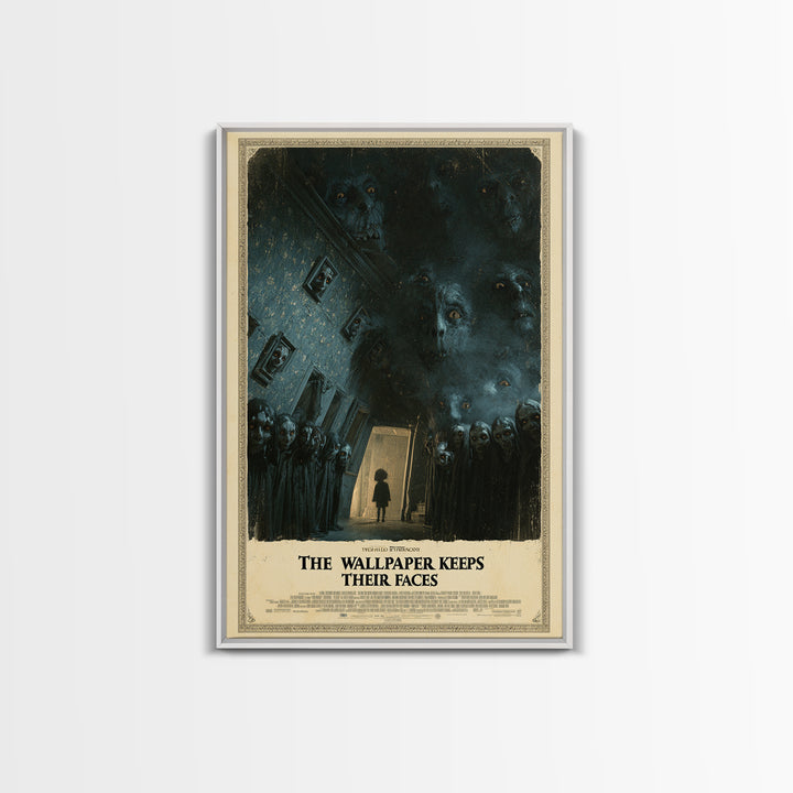 The Wallpaper Keeps Their Faces, English Language Horror Movie Poster, Dark Romantic Horror Art, Classic Monster Poster