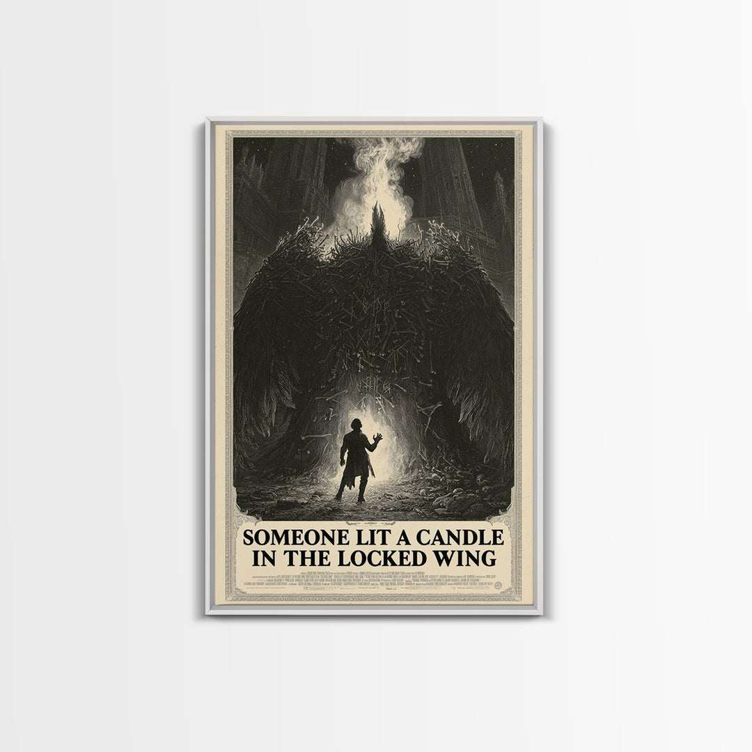 Someone Lit A Candle In The Locked Wing, English Language Horror Movie Poster, Gothic Engraving Art, Classic Monster Poster