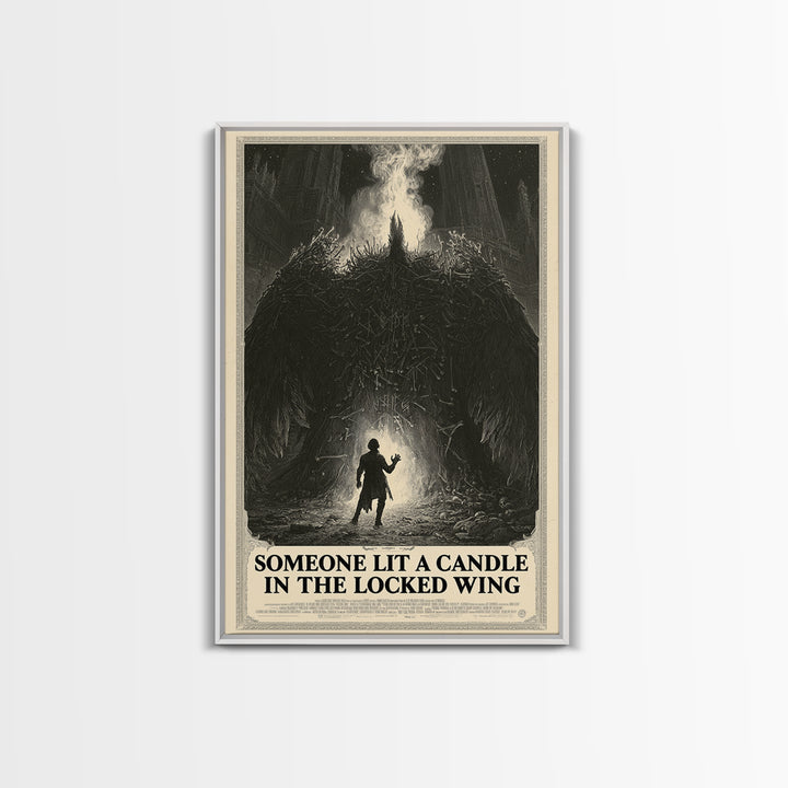Someone Lit A Candle In The Locked Wing, English Language Horror Movie Poster, Gothic Engraving Art, Classic Monster Poster