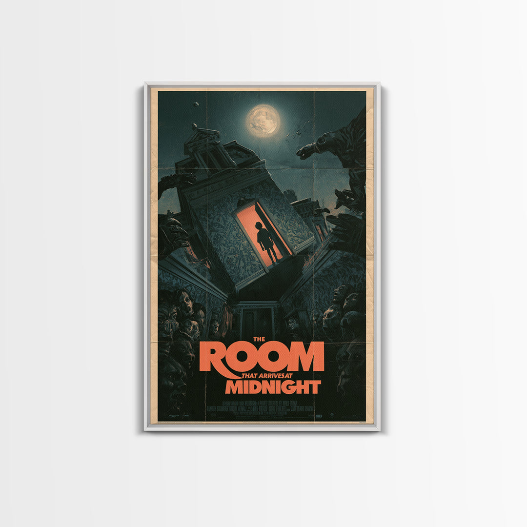 The Room That Arrives At Midnight, English Language Horror Movie Poster, Giallo Horror Art, Retro Horror Movie Art, Canvas Print