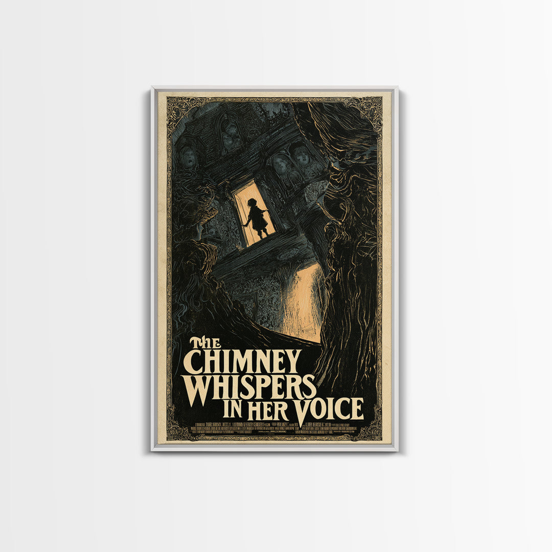 The Chimney Whispers In Her Voice, English Language Horror Movie Poster, Decadent Line Art, Gothic Cinema Wall Art, Canvas Print