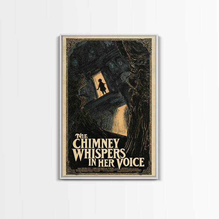 The Chimney Whispers In Her Voice, English Language Horror Movie Poster, Decadent Line Art, Gothic Cinema Wall Art, Canvas Print