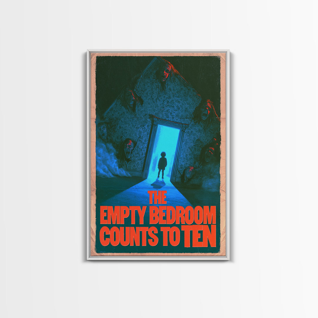 The Empty Bedroom Counts To Ten, English Language Horror Movie Poster, 1980s Vhs Nightmare Cover Inspired Art, Cult Horror Poster