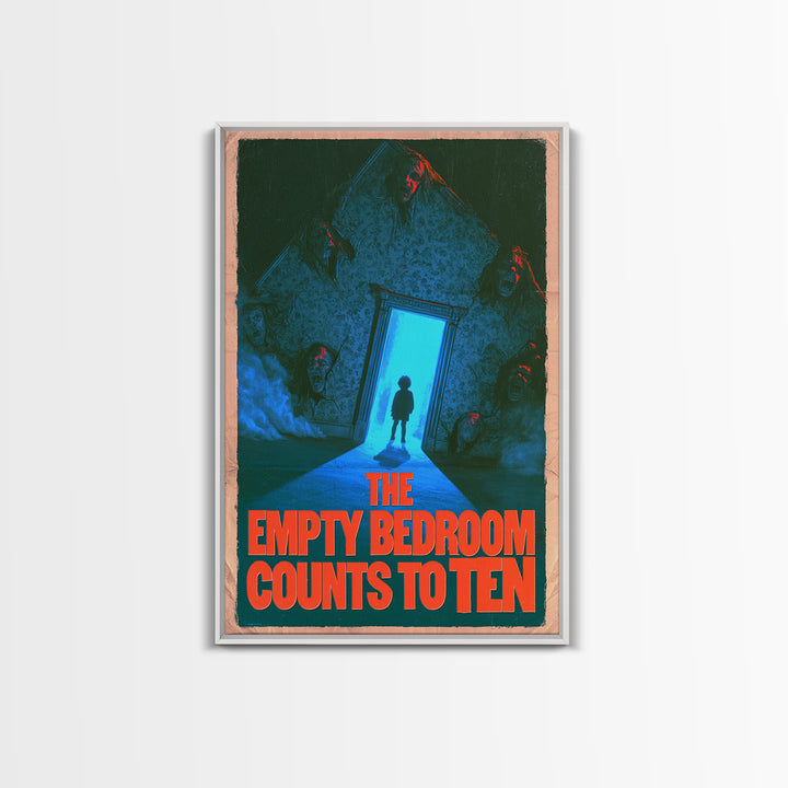 The Empty Bedroom Counts To Ten, English Language Horror Movie Poster, 1980s Vhs Nightmare Cover Inspired Art, Cult Horror Poster
