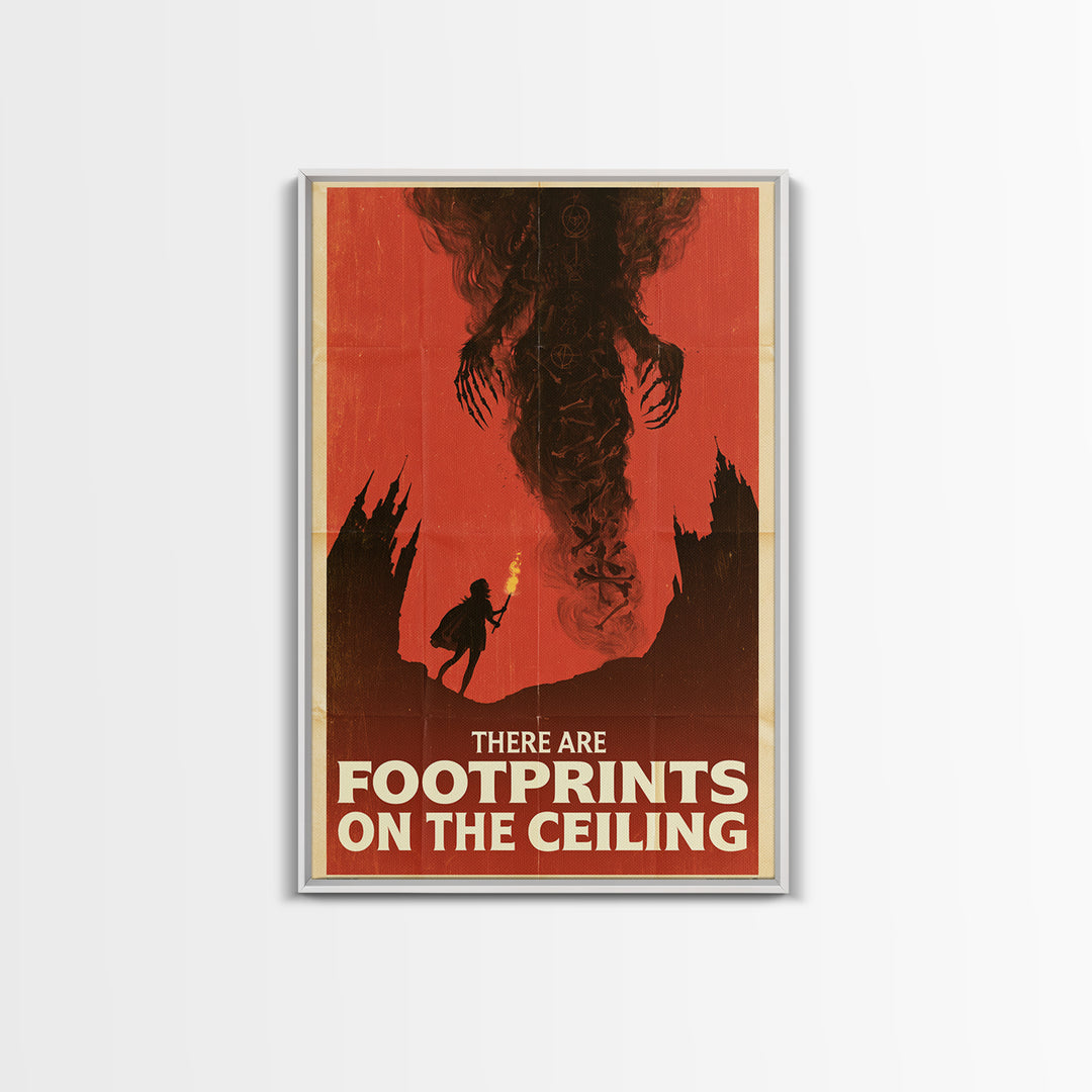 There Are Footprints On The Ceiling, English Language Horror Movie Poster, 1960s Horror Art, Cult Horror Poster, Framed Canvas Print