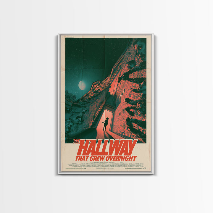 The Hallway That Grew Overnight, English Language Horror Movie Poster, Giallo Horror Art, Cult Horror Poster, Framed Canvas Print