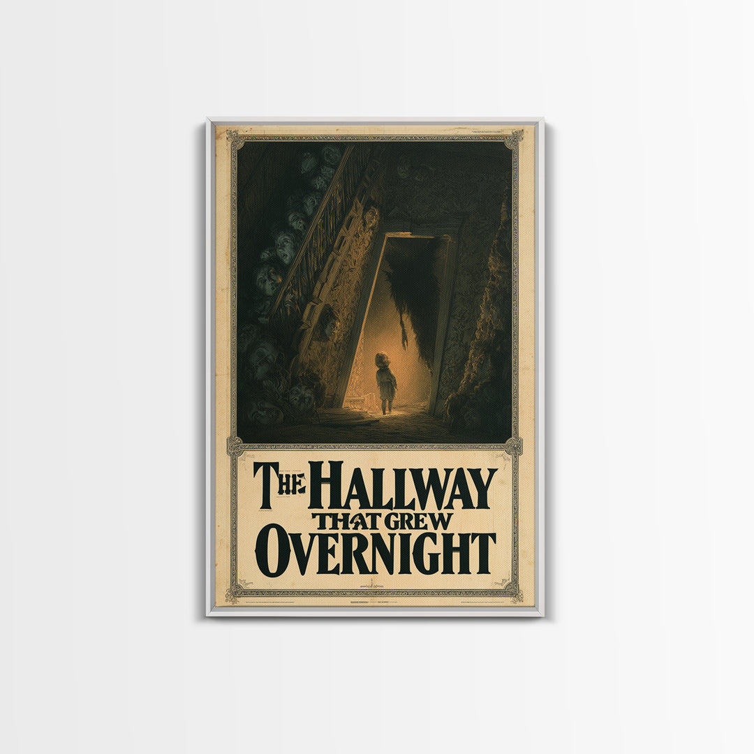The Hallway That Grew Overnight, English Language Horror Movie Poster, Gothic Nightmare Art, Gothic Cinema Wall Art, Canvas Print