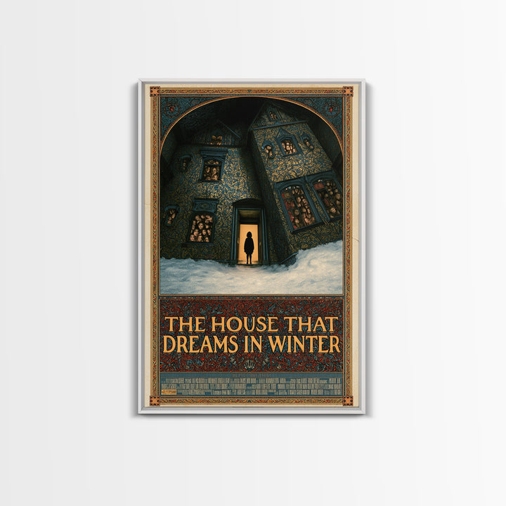 The House That Dreams In Winter, English Language Horror Movie Poster, Stained Glass Gothic Art, Cult Horror Poster, Framed Canvas Print