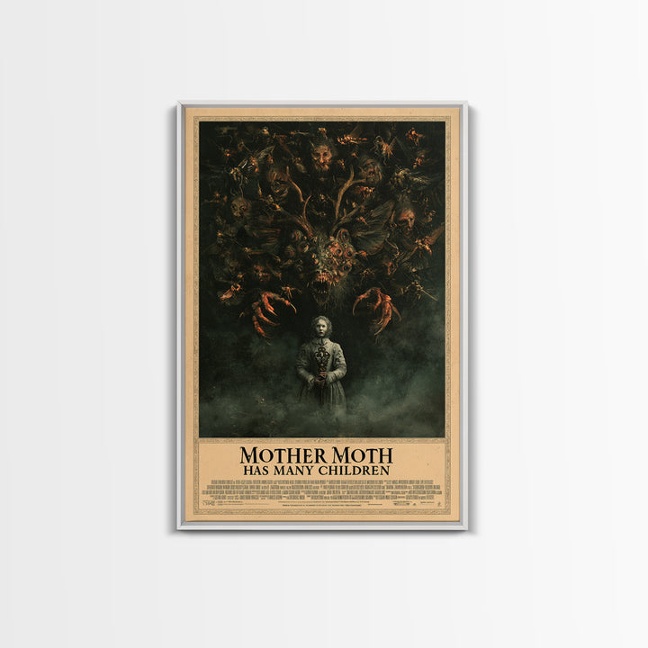 Mother Moth Has Many Children, English Language Horror Movie Poster, Dark Romantic Horror Art, Retro Horror Movie Art, Canvas Print