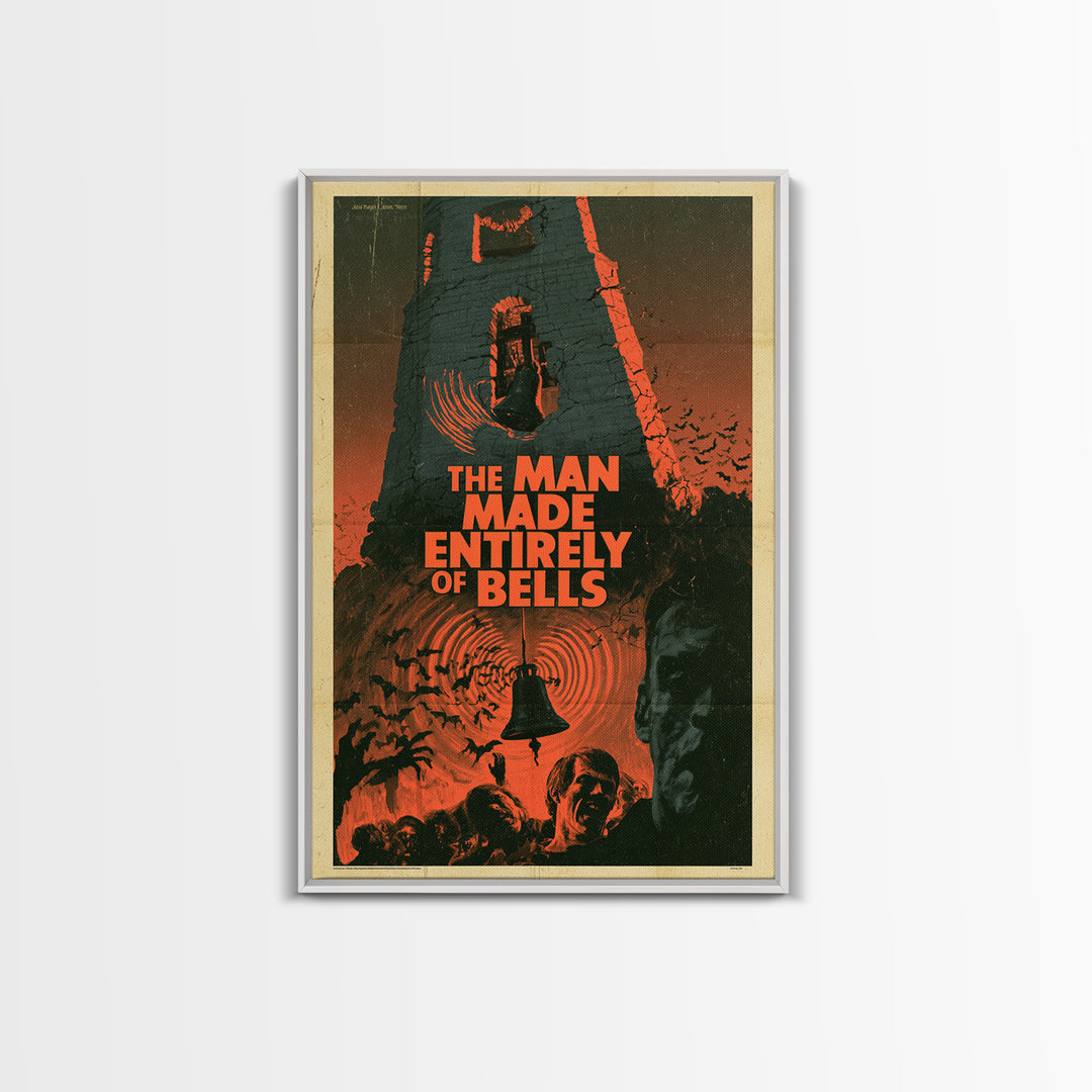 The Man Made Entirely Of Bells, English Language Horror Movie Poster, 1970s Horror Art, Gothic Cinema Wall Art, Canvas Print