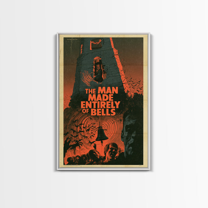 The Man Made Entirely Of Bells, English Language Horror Movie Poster, 1970s Horror Art, Gothic Cinema Wall Art, Canvas Print