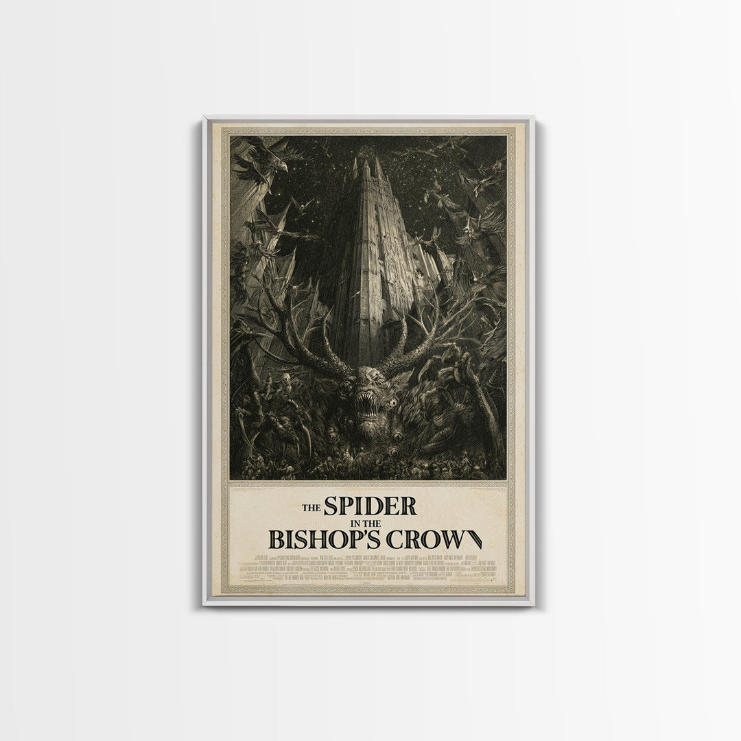 The Spider In The Bishop'S Crown, English Language Horror Movie Poster, Gothic Engraving Art, Retro Horror Movie Art, Canvas Print
