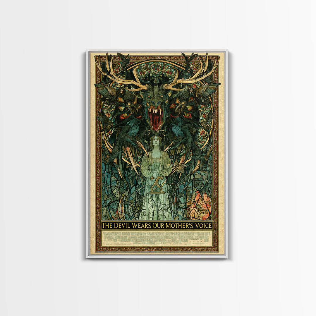 The Devil Wears Our Mother'S Voice, English Language Horror Movie Poster, Stained Glass Gothic Art, Gothic Cinema Wall Art