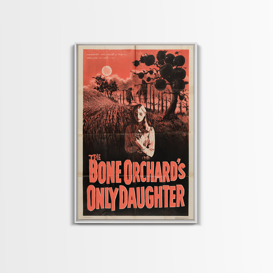 The Bone Orchard'S Only Daughter, English Language Horror Movie Poster, 1950s Creature-Feature One-Sheet Inspired Art, Framed Canvas Print