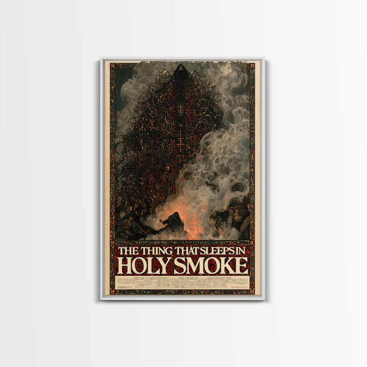 The Thing That Sleeps In Holy Smoke, English Language Horror Movie Poster, Stained Glass Gothic Art, Classic Monster Poster