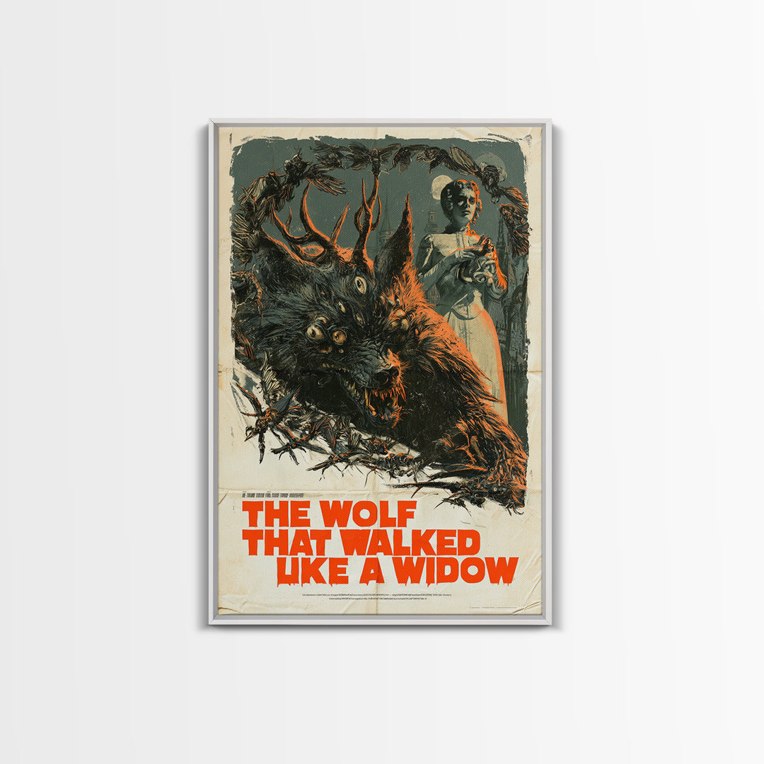 The Wolf That Walked Like A Widow, English Language Horror Movie Poster, Giallo Horror Art, Cult Horror Poster, Canvas Print