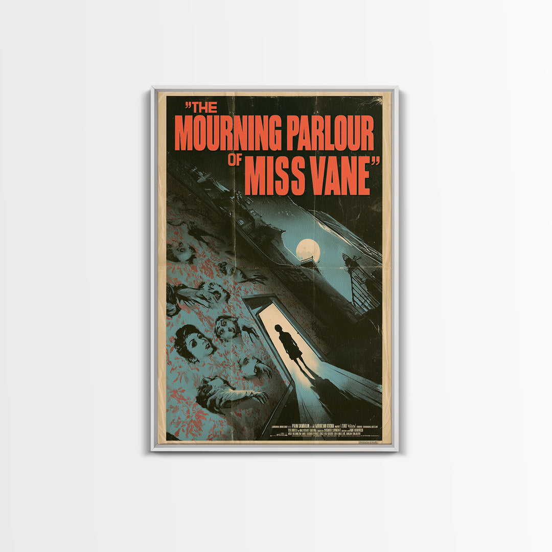 The Mourning Parlour Of Miss Vane, English Language Horror Movie Poster, Giallo Horror Art, Gothic Cinema Wall Art, Framed Canvas Print