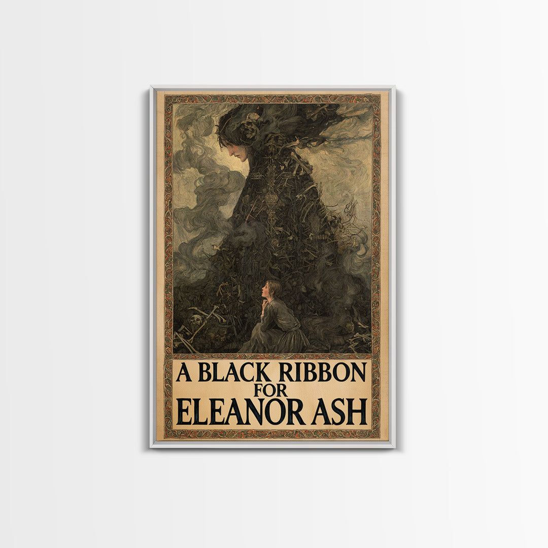 A Black Ribbon For Eleanor Ash, English Language Horror Movie Poster, Stained Glass Gothic Art, Classic Monster Poster, Canvas Print