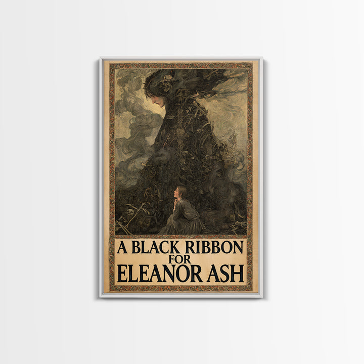 A Black Ribbon For Eleanor Ash, English Language Horror Movie Poster, Stained Glass Gothic Art, Classic Monster Poster, Canvas Print