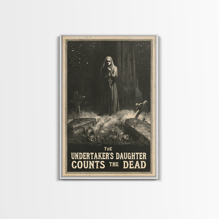 The Undertaker'S Daughter Counts The Dead, English Language Horror Movie Poster, Gothic Engraving Art, Gothic Cinema Wall Art