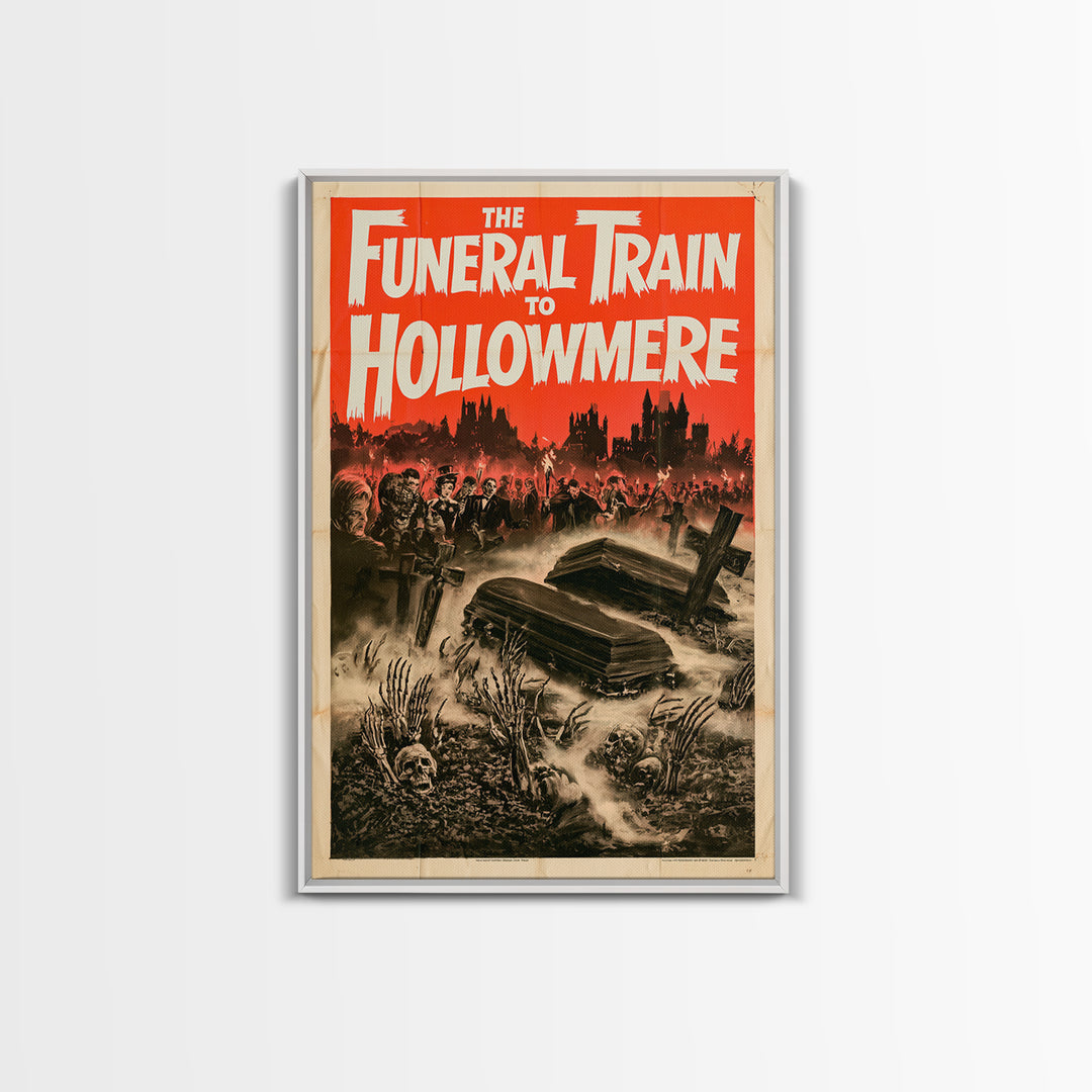 The Funeral Train To Hollowmere, English Language Horror Movie Poster, 1960s Horror Art, Retro Horror Movie Art, Canvas Print