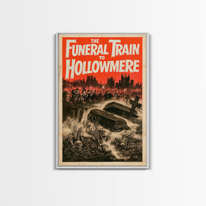The Funeral Train To Hollowmere, English Language Horror Movie Poster, 1960s Horror Art, Retro Horror Movie Art, Canvas Print