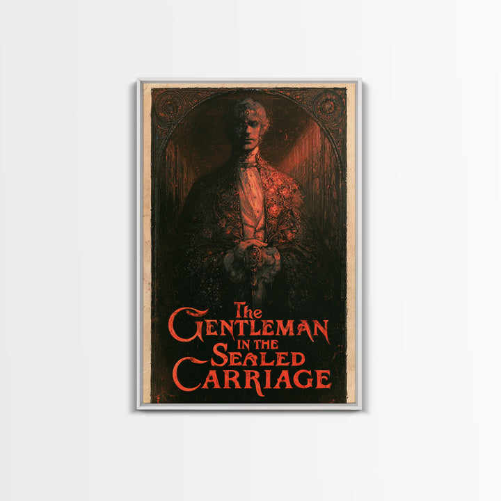 The Gentleman In The Sealed Carriage, English Language Horror Movie Poster, Stained Glass Gothic Art, Classic Monster Poster