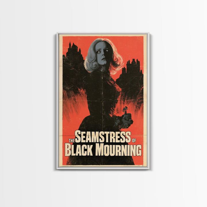 The Seamstress Of Black Mourning, English Language Horror Movie Poster, 1960s Horror Art, Cult Horror Poster, Framed Canvas Print