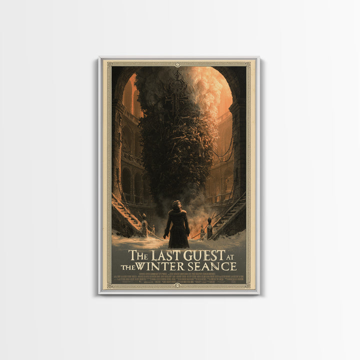 The Last Guest At The Winter Seance, English Language Horror Movie Poster, Architectural Etching Art, Gothic Cinema Wall Art