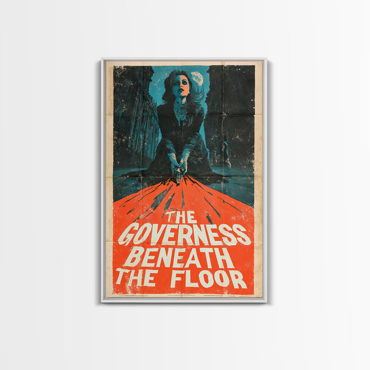 The Governess Beneath The Floor, English Language Horror Movie Poster, Giallo Horror Art, Cult Horror Poster, Framed Canvas Print