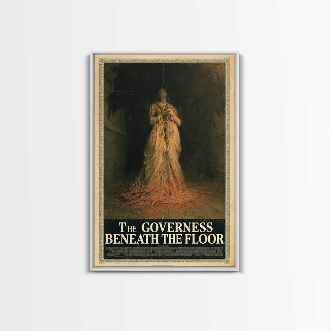 The Governess Beneath The Floor, English Language Horror Movie Poster, Gothic Nightmare Art, Classic Monster Poster, Horror Wall Decor