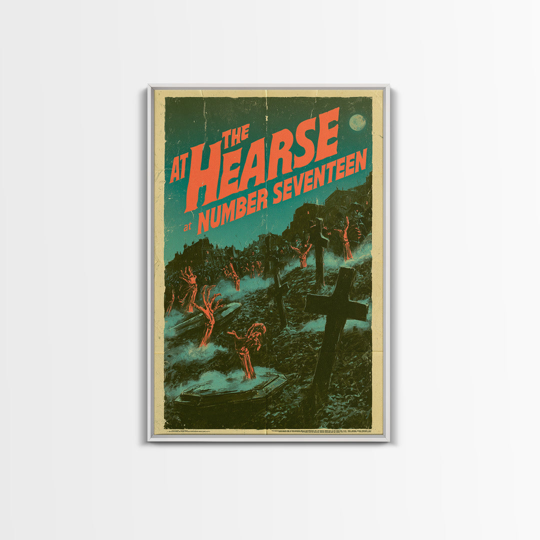 The Hearse At Number Seventeen, English Language Horror Movie Poster, Giallo Horror Art, Retro Horror Movie Art, Framed Canvas Print