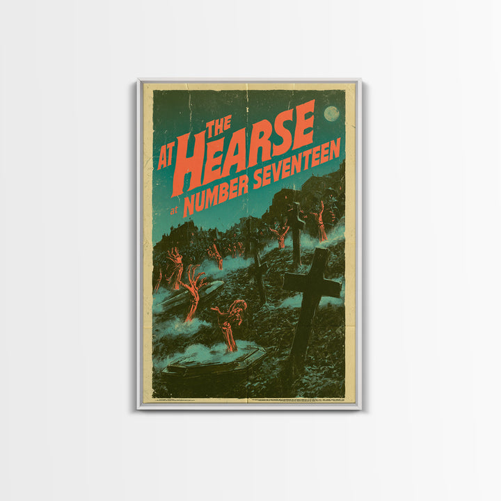 The Hearse At Number Seventeen, English Language Horror Movie Poster, Giallo Horror Art, Retro Horror Movie Art, Framed Canvas Print