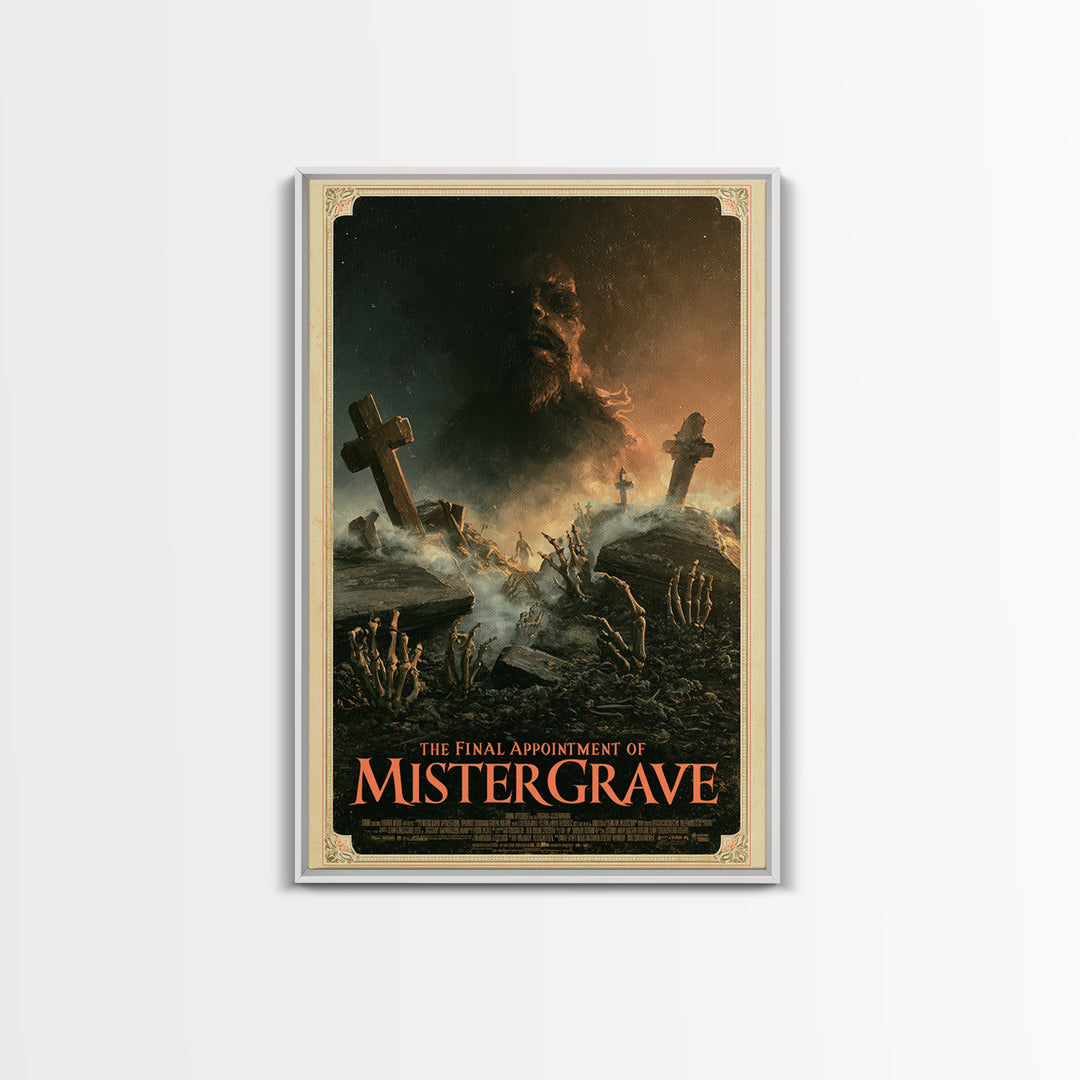 The Final Appointment Of Mister Grave, English Language Horror Movie Poster, Gothic Nightmare Art, Classic Monster Poster
