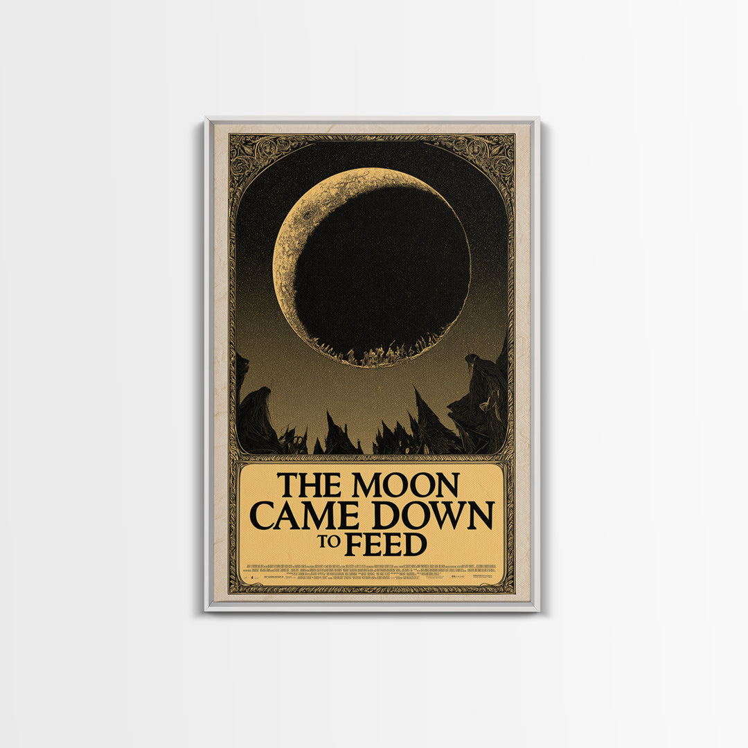 The Moon Came Down To Feed, English Language Horror Movie Poster, Decadent Line Art, Classic Monster Poster, Canvas Print