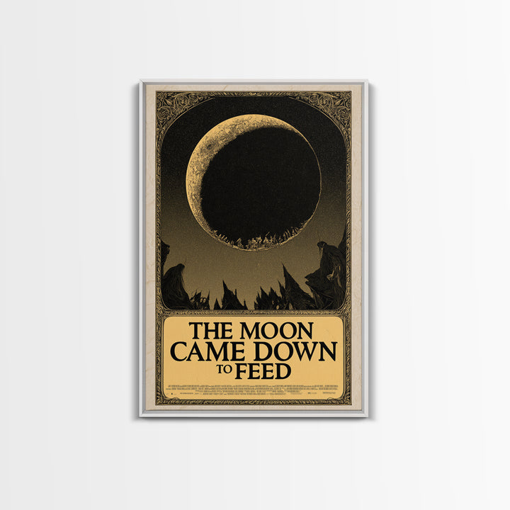 The Moon Came Down To Feed, English Language Horror Movie Poster, Decadent Line Art, Classic Monster Poster, Canvas Print