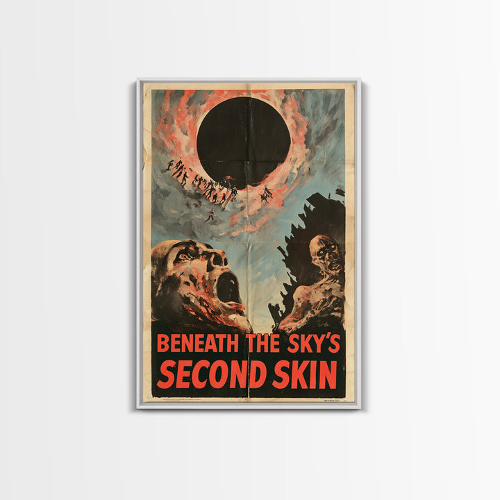 Beneath The Sky'S Second Skin, English Language Horror Movie Poster, 1950s Creature-Feature One-Sheet Inspired Art, Gothic Cinema Wall Art