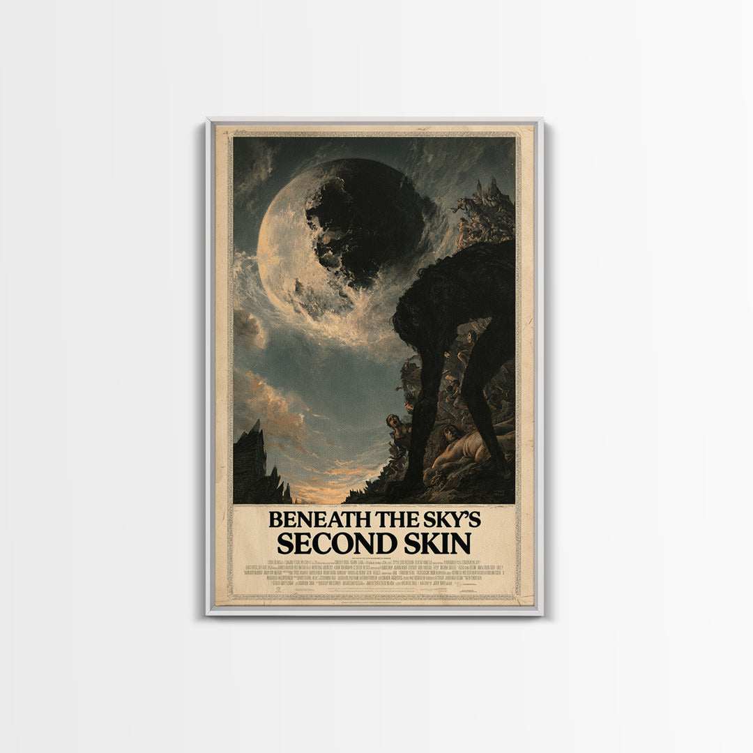 Beneath The Sky'S Second Skin, English Language Horror Movie Poster, Gothic Nightmare Art, Retro Horror Movie Art, Framed Canvas Print