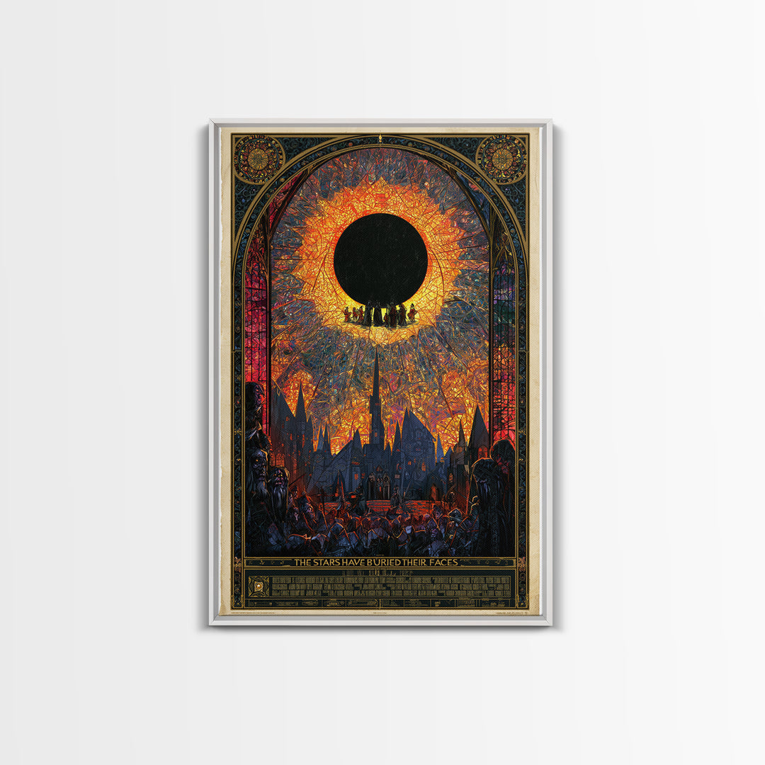 The Stars Have Buried Their Faces, English Language Horror Movie Poster, Stained Glass Gothic Art, Classic Monster Poster, Canvas Print