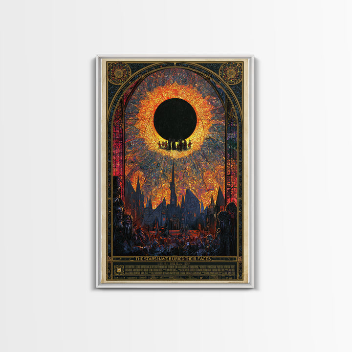 The Stars Have Buried Their Faces, English Language Horror Movie Poster, Stained Glass Gothic Art, Classic Monster Poster, Canvas Print
