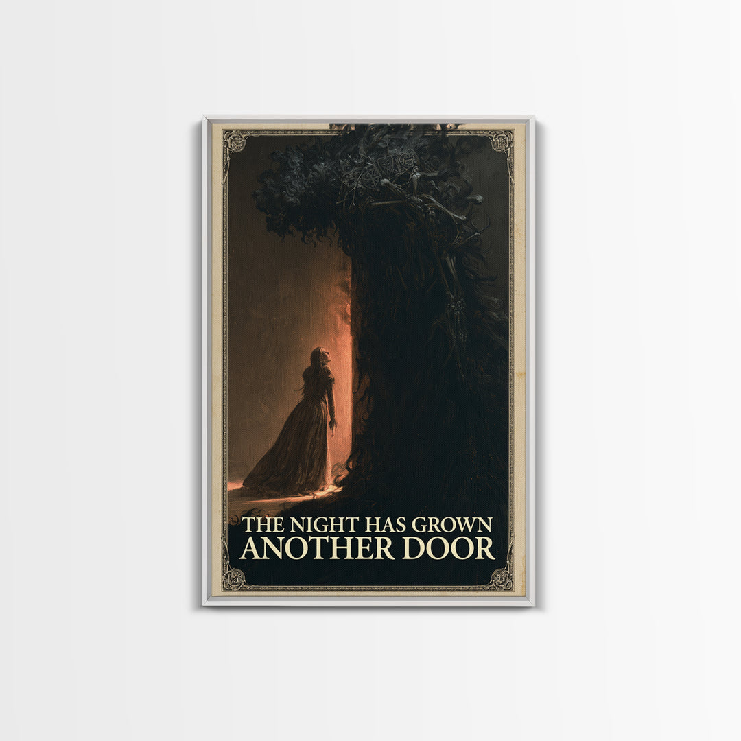 The Night Has Grown Another Door, English Language Horror Movie Poster, Gothic Nightmare Art, Cult Horror Poster, Framed Canvas Print